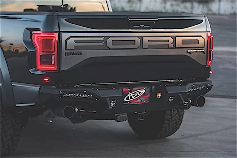 Addictive Desert Designs HoneyBadger Rear Bumper with Backup Sensor Cutouts