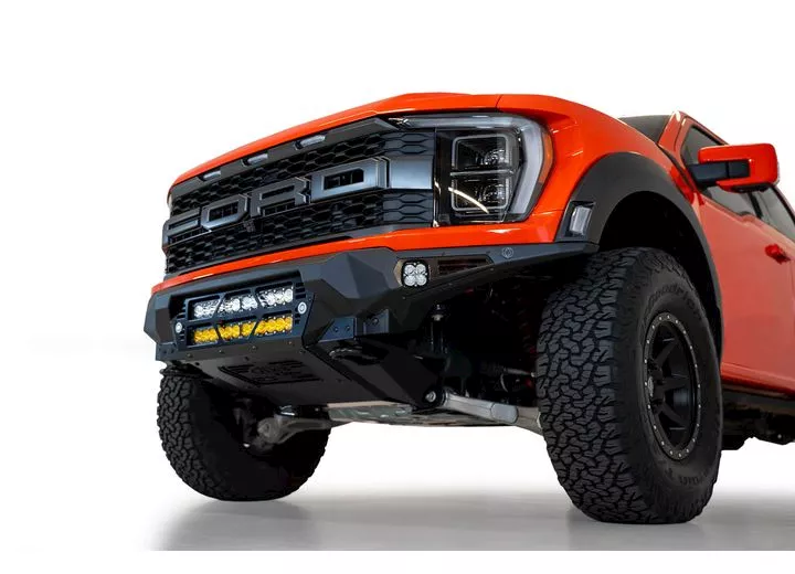 Addictive Desert 21-c f150 raptor bomber front bumper black parking cutouts(mounts 2 2in light bars)