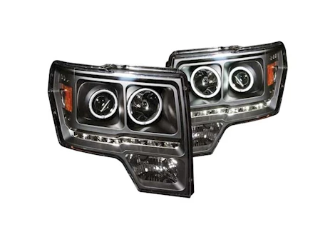 Anzo, Usa 09-14 F150/RAPTOR PROJECTOR HEADLIGHTS G2 W/HALO BLACK CLEAR(CCFL)DRIVE/PASS