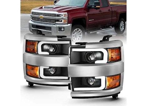 Anzo, Usa 15-16 silverado 25/3500hd projector headlights w/plank style design black w/amber driv/pass Main Image