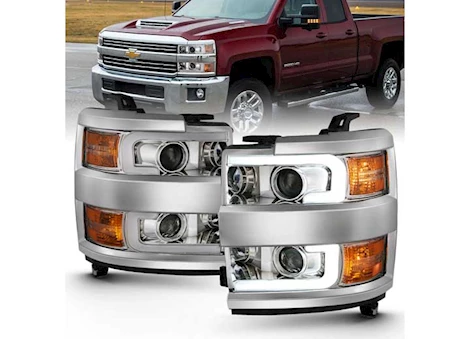 Anzo, Usa 15-16 silverado 25/3500hd projector headlights w/plank style design chrome w/amber driv/pass Main Image