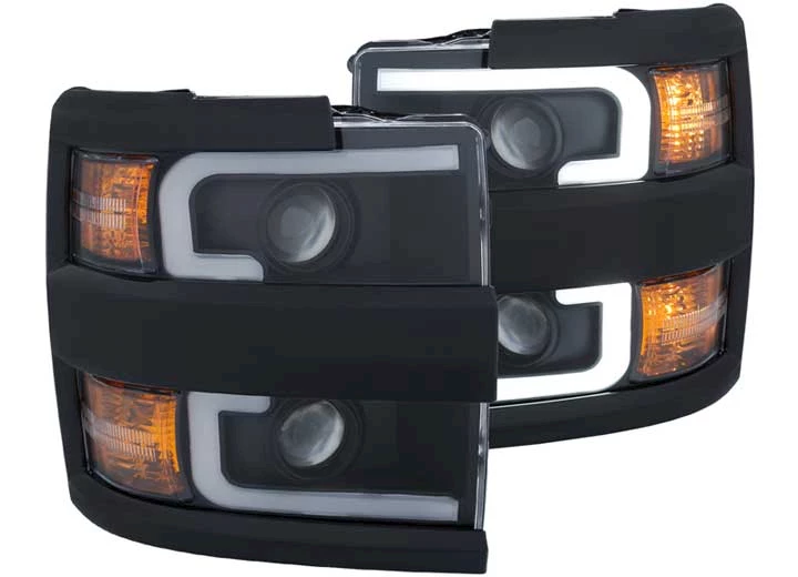 Anzo, Usa 15-17 SILV 2500/3500HD PROJ HEADLIGHTS W/PLANK STYLE SWITCHBACK BLACK W/AMBER(BLACK RIM)DRIV/PASS