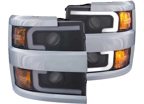 Anzo, Usa 15-17 SILVERADO 25/3500HD PROJECTOR HEADLIGHTS W/ PLANK STYLE SWITCHBACK BLACK W/ AMBER (CHROME RIM)