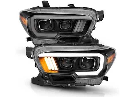 Anzo, Usa 16-c tacoma projector headlights w/plank style design black/amber w/drl drive/pass Main Image