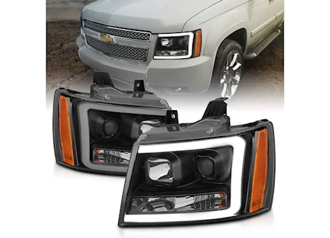 Anzo, Usa 07-14 TAHOE/SUBURBAN/AVALANCHE PROJECTOR HEADLIGHTS W/PLANK STYLE DESIGN BLACK W/AMBER