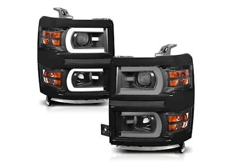 Anzo, Usa 14-15 silverado 1500 projector headlights w/ plank style switchback black w/ amber Main Image