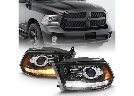 Anzo, Usa 09-18 RAM 1500/10-18 RAM 2500/3500 PROJECTOR PLANK STYLE SWITCHBACK HEADLIGHTS BLACK AMBER(OE STYLE)