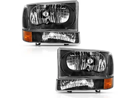 Anzo, Usa 00-04 EXCURSION HEADLIGHTS W/ CORNER LIGHTS BLACK AMBER WITHOUT BULB