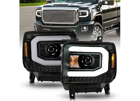 Anzo, Usa 14-15 SIERRA 1500/15-16 25/3500 PROJECTOR HEADLIGHTS W/LIGHT BAR BLACK HOUSING (