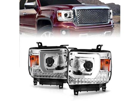 Anzo, Usa 14-15 sierra 1500 base/sle/15-19 sierra 2500/3500hd base sle plank proj headlight chrome housing Main Image