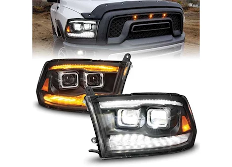 Anzo, Usa 09-18 RAM 1500 SQUARE PROJECTOR HEADLIGHTS W/SWITCHBACK LIGHT BAR BLACK HOUSING