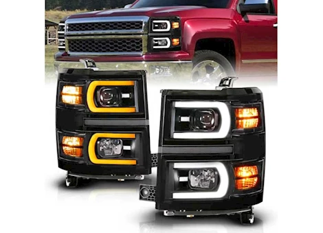 Anzo, Usa 14-15 SILVERADO 1500 LED TUBE SQUARE PROJECTOR HEADLIGHTS BLACK HOUSING