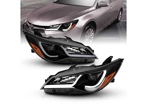 Anzo, Usa 15-16 camry 4dr projector headlights w/plank style design black w/amber drive/pass Main Image