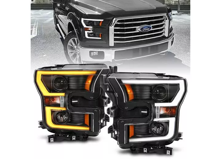 Anzo, Usa 15-17 f150 xl projector headlights black w/ amber