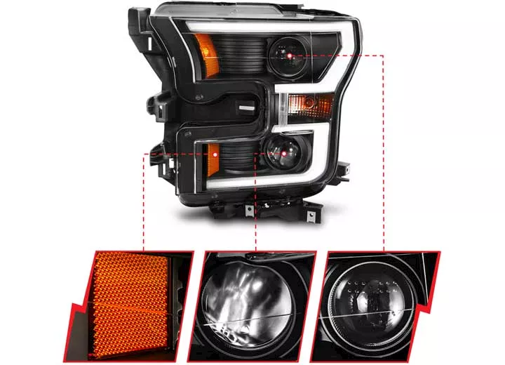 Anzo, Usa 15-17 f150 xl projector headlights black w/ amber