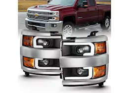 Anzo, Usa 15-16 silverado 25/3500hd projector headlights w/plank style design black w/amber driv/pass