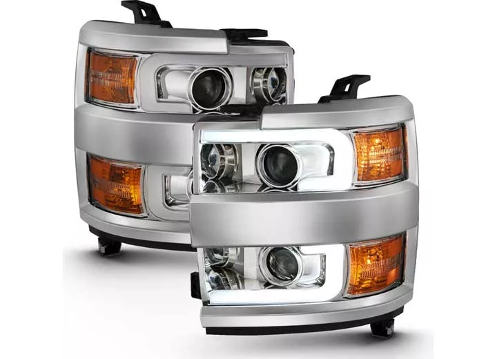 Anzo, Usa 15-16 silverado 25/3500hd projector headlights w/plank style design chrome w/amber driv/pass