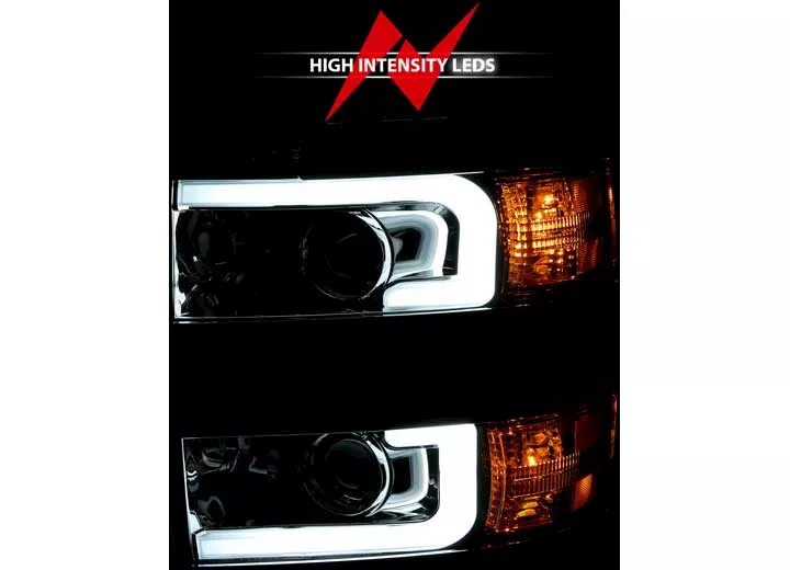 Anzo, Usa 15-16 silverado 25/3500hd projector headlights w/plank style design chrome w/amber driv/pass