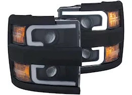 Anzo, Usa 15-17 silv 2500/3500hd proj headlights w/plank style switchback black w/amber(black rim)driv/pass