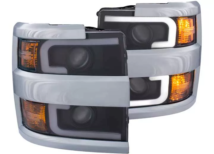 Anzo, Usa 15-17 silverado 25/3500hd projector headlights w/ plank style switchback black w/ amber (chrome rim)