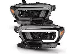 Anzo, Usa 16-c tacoma projector headlights w/plank style design black/amber w/drl drive/pass