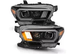 Anzo, Usa 16-c tacoma projector headlights w/plank style design black/amber w/drl drive/pass