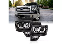 Anzo, Usa 09-14 f150  projector headlights w/ u-bar switchback black w/ amber