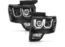 Anzo, Usa 09-14 f150  projector headlights w/ u-bar switchback black w/ amber