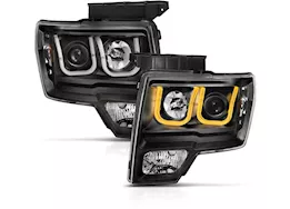 Anzo, Usa 09-14 f150  projector headlights w/ u-bar switchback black w/ amber