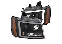 Anzo, Usa 07-14 tahoe/suburban/avalanche projector headlights w/plank style design black w/amber