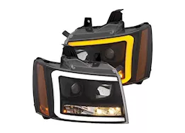 Anzo, Usa 07-14 tahoe/suburban/avalanche projector headlights w/plank style design black w/amber