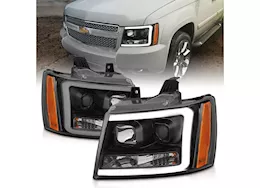 Anzo, Usa 07-14 tahoe/suburban/avalanche projector headlights w/plank style design black w/amber