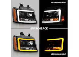 Anzo, Usa 07-14 tahoe/suburban/avalanche projector headlights w/plank style design black w/amber