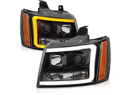 Anzo, Usa 07-14 tahoe/suburban/avalanche projector headlights w/plank style design black w/amber