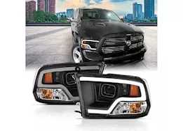 Anzo, Usa 09-18 ram 1500/2500/3500 projector headlights plank style design black w/ halo