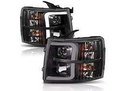 Anzo, Usa 07-13 silverado 1500/2500/3500 projector headlights w/ plank style switchback black w/ amber pair