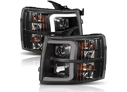 Anzo, Usa 07-13 silverado 1500/2500/3500 projector headlights w/ plank style switchback black w/ amber pair