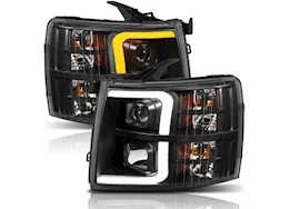 Anzo, Usa 07-13 silverado 1500/2500/3500 projector headlights w/ plank style switchback black w/ amber pair