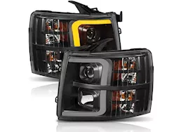 Anzo, Usa 07-13 silverado 1500/2500/3500 projector headlights w/ plank style switchback black w/ amber pair