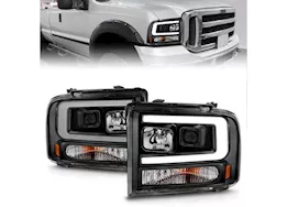 Anzo, Usa 05-05 excursion/05-07 f250/f350/f450/f550 projector headlights w/light bar black housing