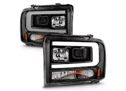 Anzo, Usa 05-05 excursion/05-07 f250/f350/f450/f550 projector headlights w/light bar black housing