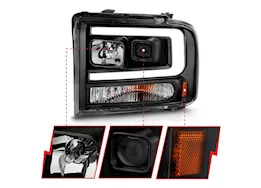 Anzo, Usa 05-05 excursion/05-07 f250/f350/f450/f550 projector headlights w/light bar black housing