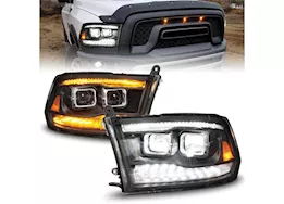 Anzo, Usa 09-18 ram 1500 square projector headlights w/switchback light bar black housing