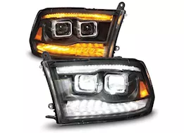 Anzo, Usa 09-18 ram 1500 square projector headlights w/switchback light bar black housing