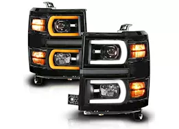 Anzo, Usa 14-15 silverado 1500 led tube square projector headlights black housing