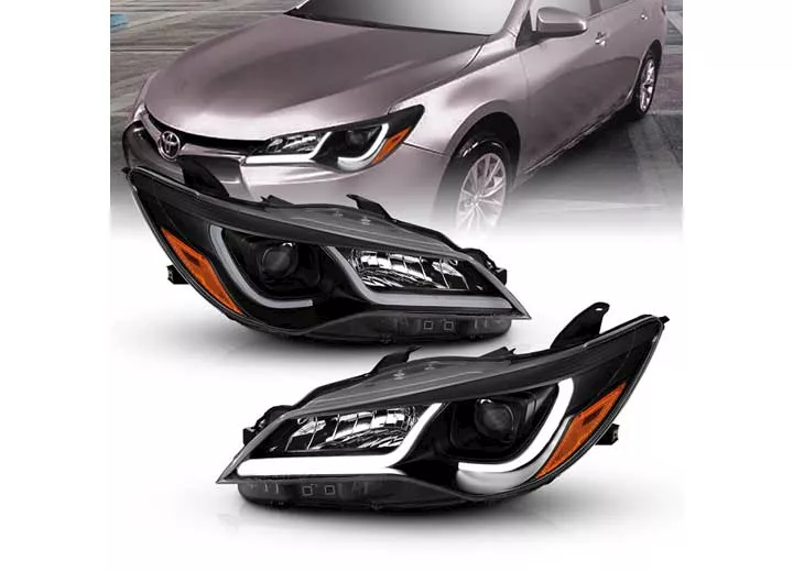 Anzo, Usa 15-16 camry 4dr projector headlights w/plank style design black w/amber drive/pass