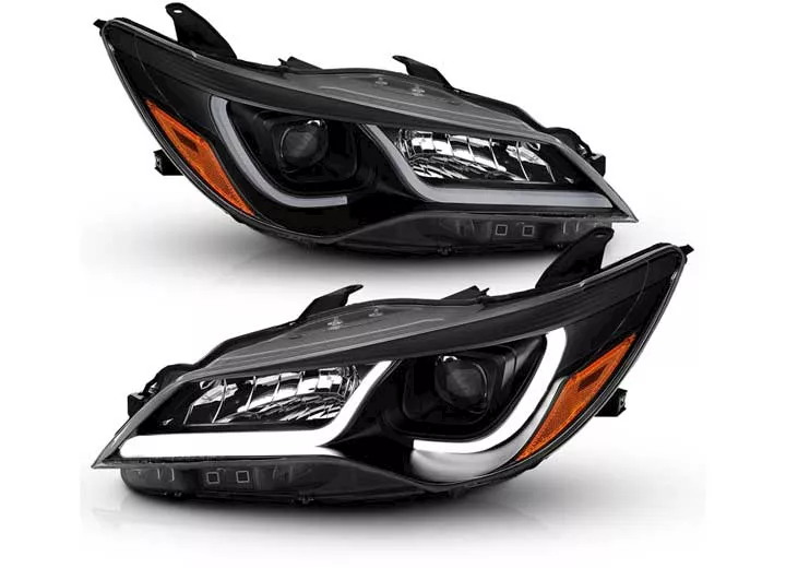 Anzo, Usa 15-16 camry 4dr projector headlights w/plank style design black w/amber drive/pass