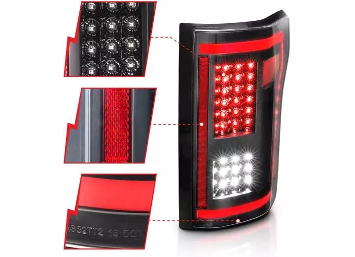 Anzo, Usa 15-18 f150 led taillights black w/ sequential pair