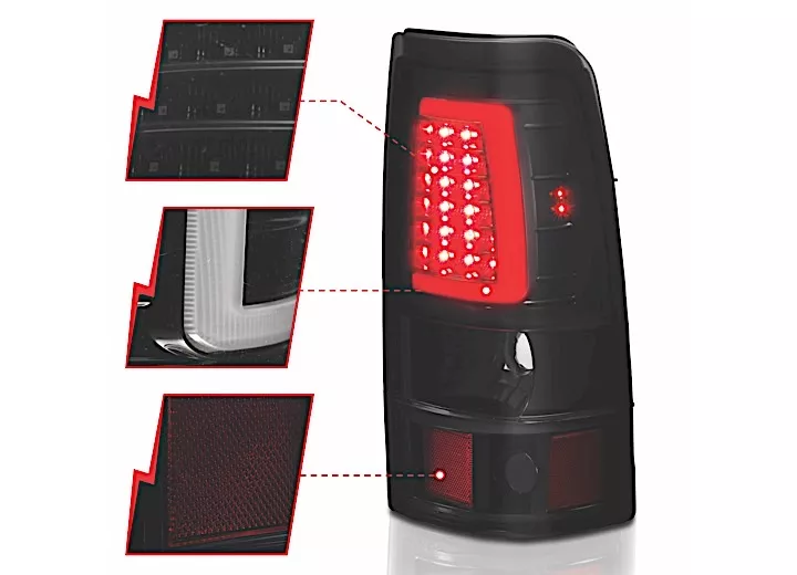 Anzo, Usa 99-02 silverado/sierra 1500/ 2500/3500 hd led taillights plank style black w/smo