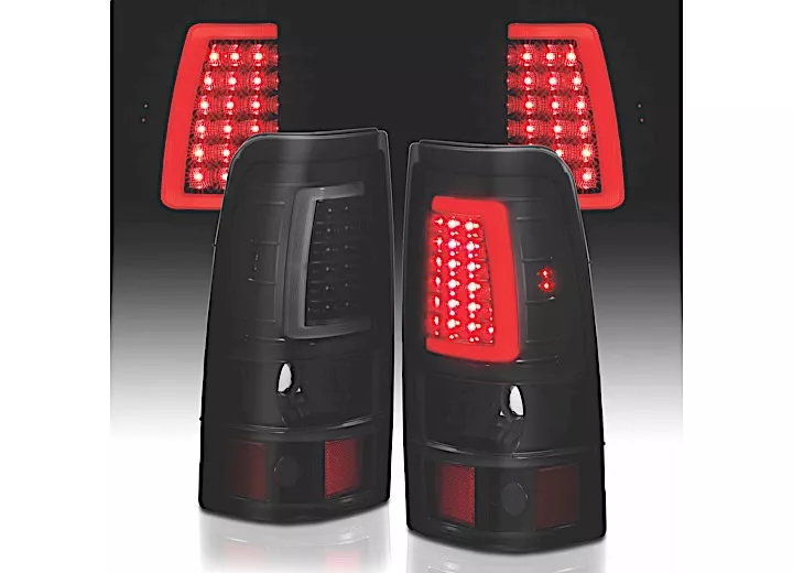 Anzo, Usa 99-02 silverado/sierra 1500/ 2500/3500 hd led taillights plank style black w/smo